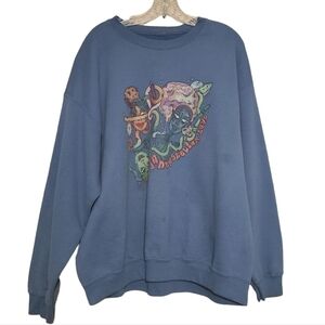 Women's Blue Inner Stellar Love Crewneck Graphic Sweatshirt (Size Large)